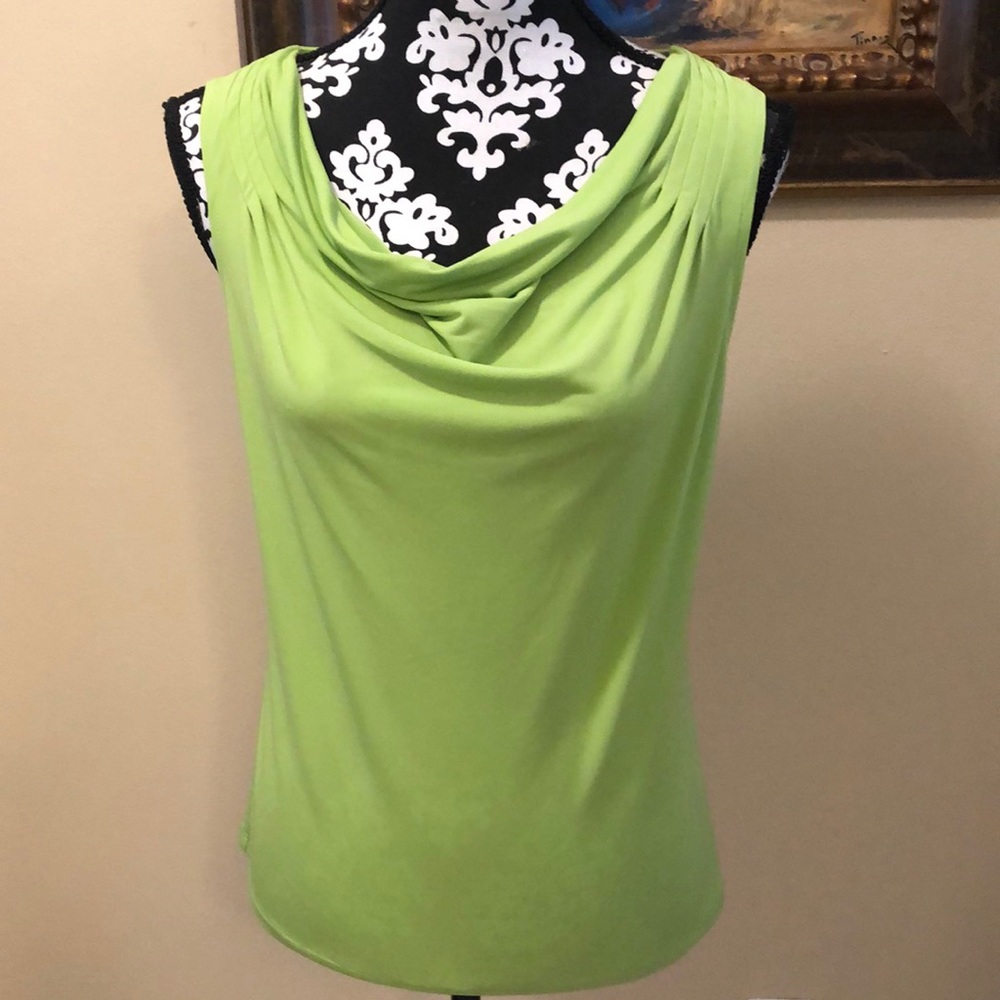 💚Grace Draped neckline sleeveless stretchy apple green tank top/camisole